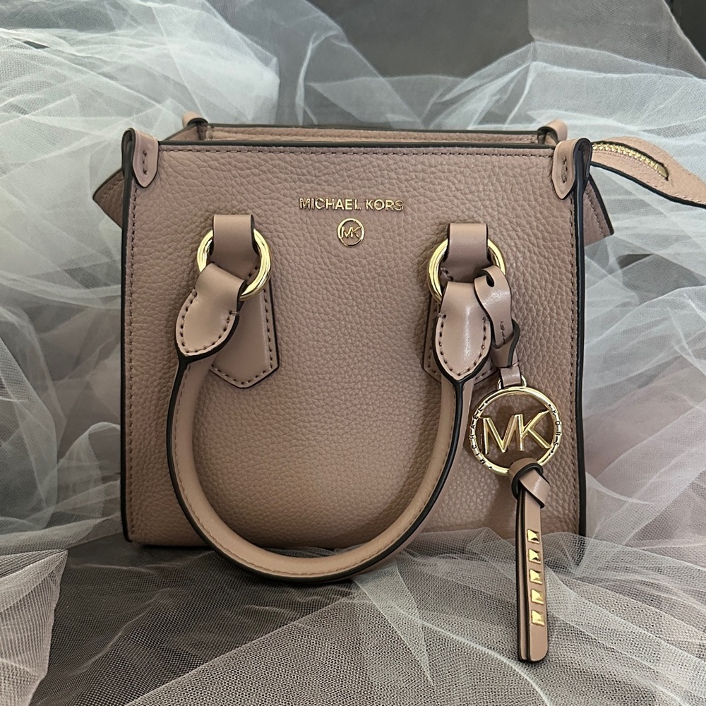 Michael Kors Taupe Satchel with Gold Accents
